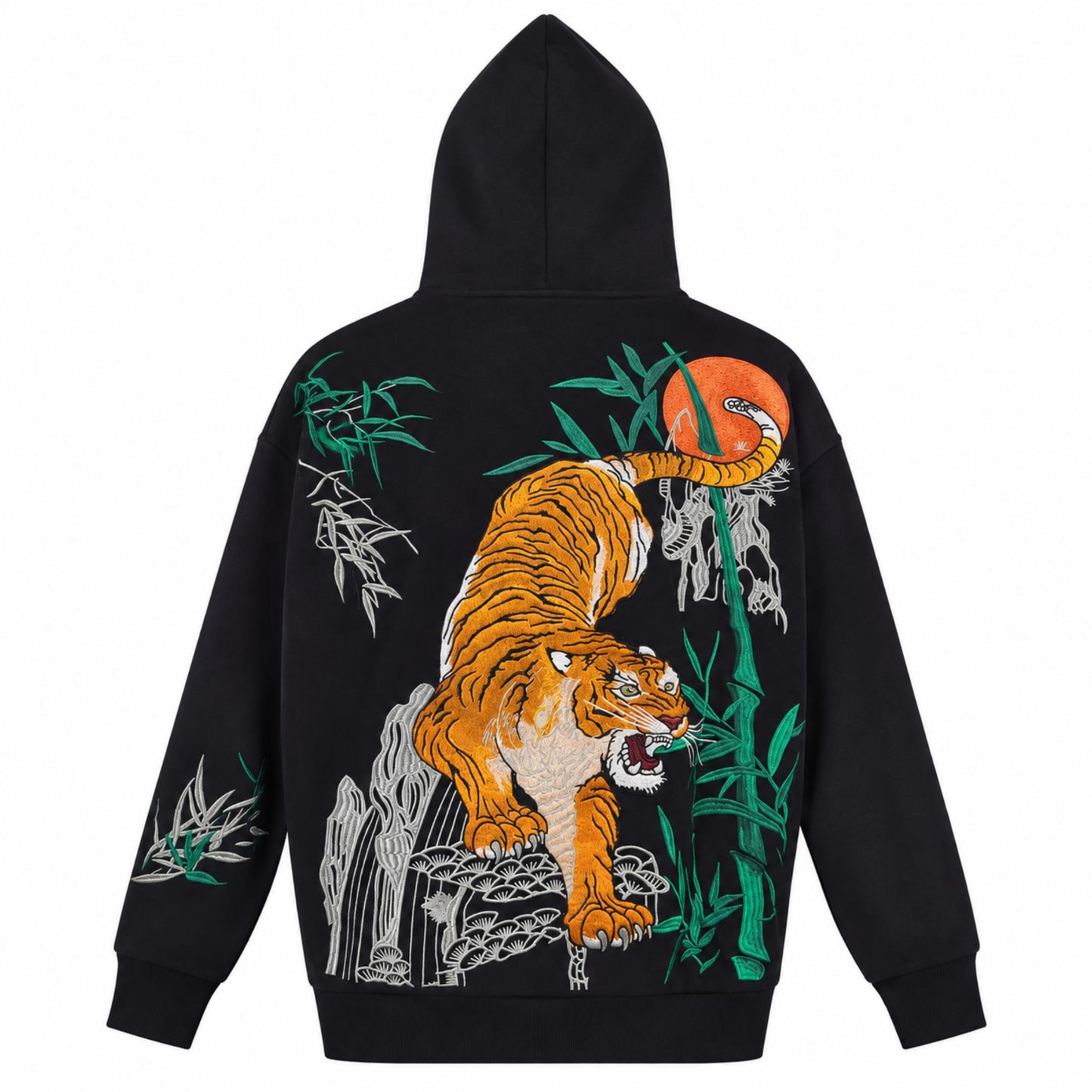 Hoodie broderie - Tigre - Noir