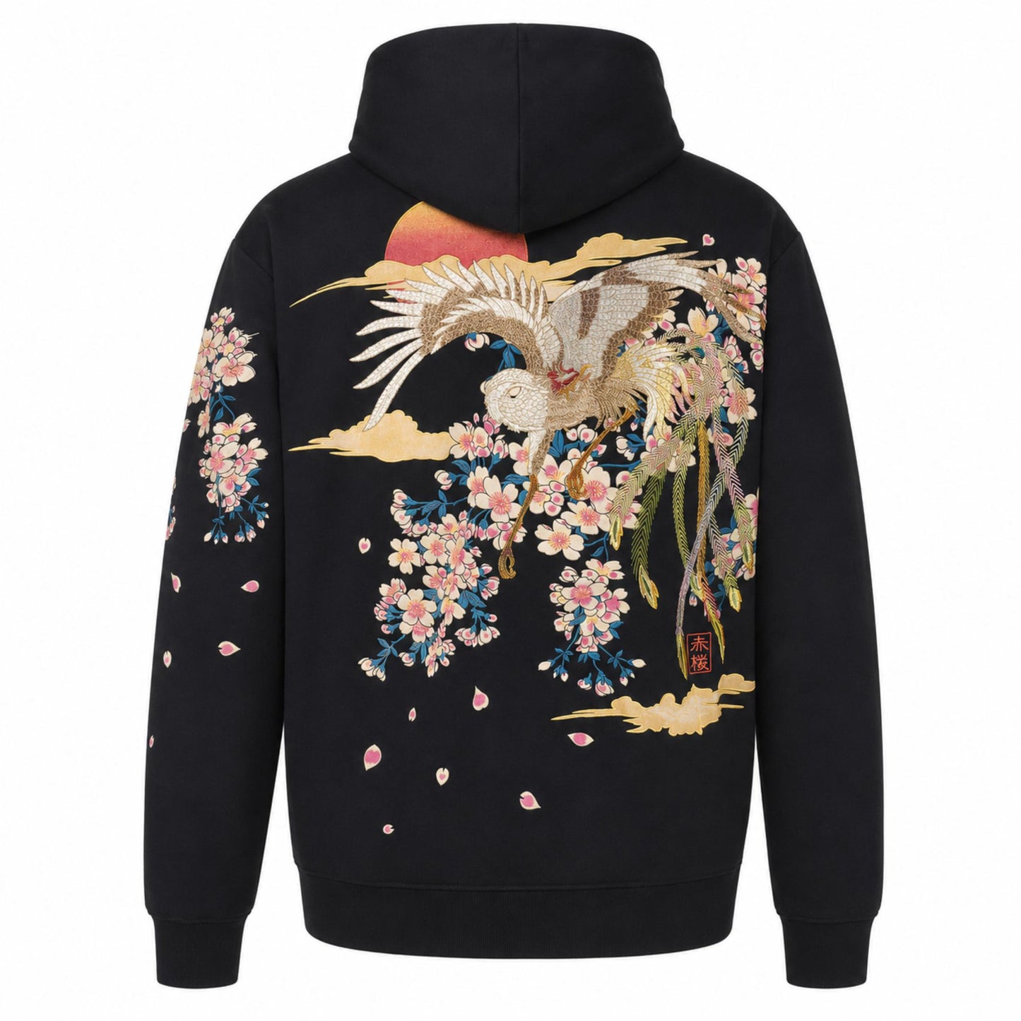 Hoodie broderie - Phoenix Sakura - Noir