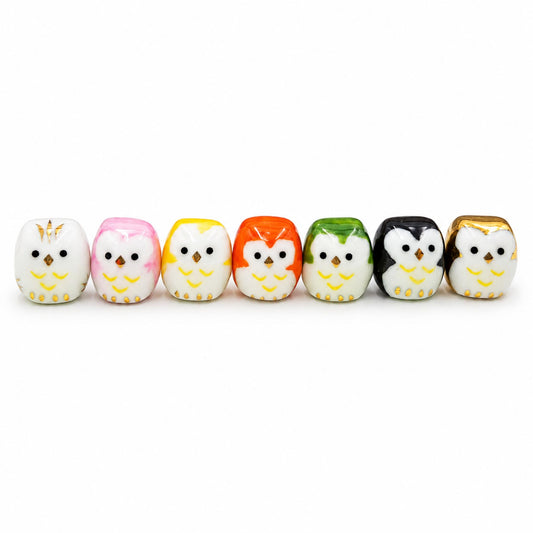 Set de 7 Mini Figurines Kawaii Porte-Bonheur - Hiboux