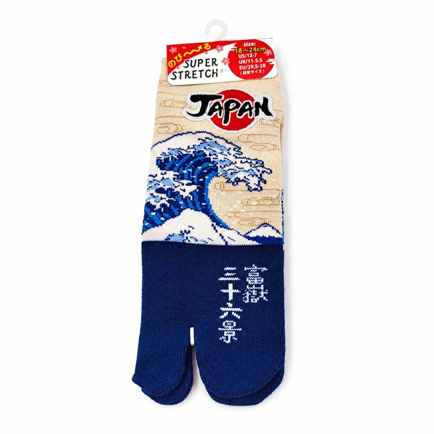 Chaussettes Japonaises Tabi en Coton et Motif Vague – Hokusai　Taille 29-38