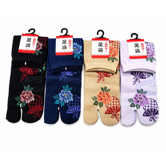 Chaussettes Japonaises Tabi en Coton  - Motif Eventail Taille EU34-40