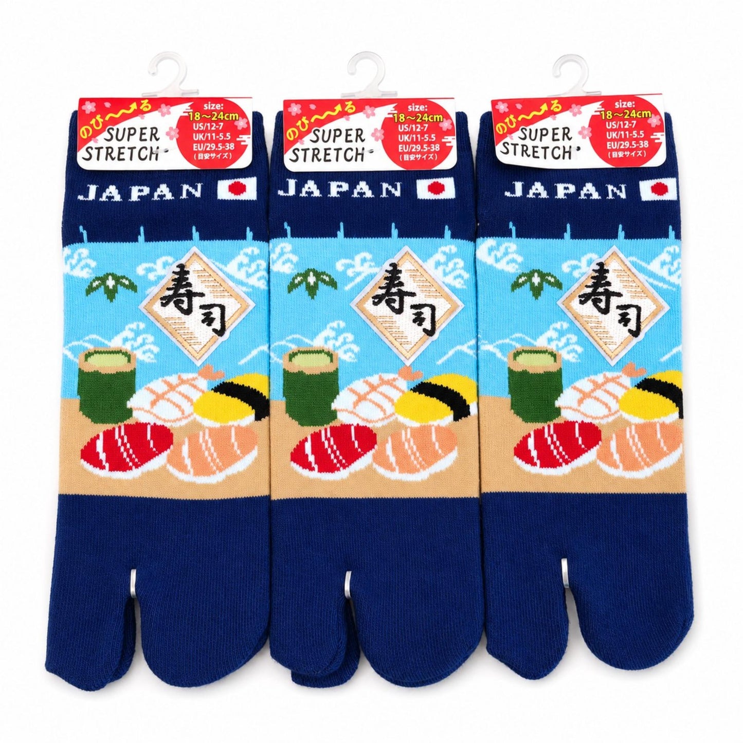 Chaussettes Japonaises Tabi Motif Sushi Taille 29-38