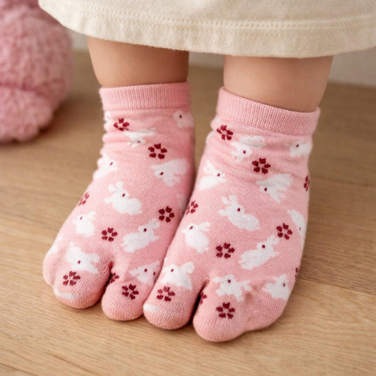 Chaussettes Japonaises Tabi enfant en Coton et Motif Lapin Taille 26-34