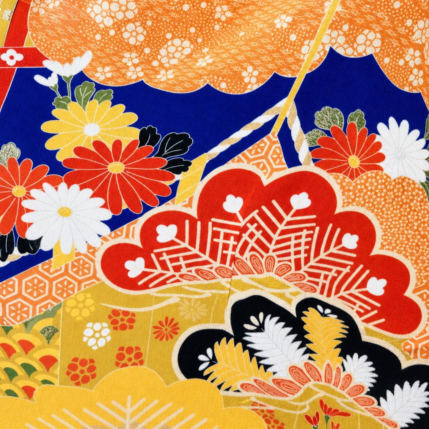 Kimono Wrap Blouse – Traditional Japanese Patterns and Flowing Sleeves Blue