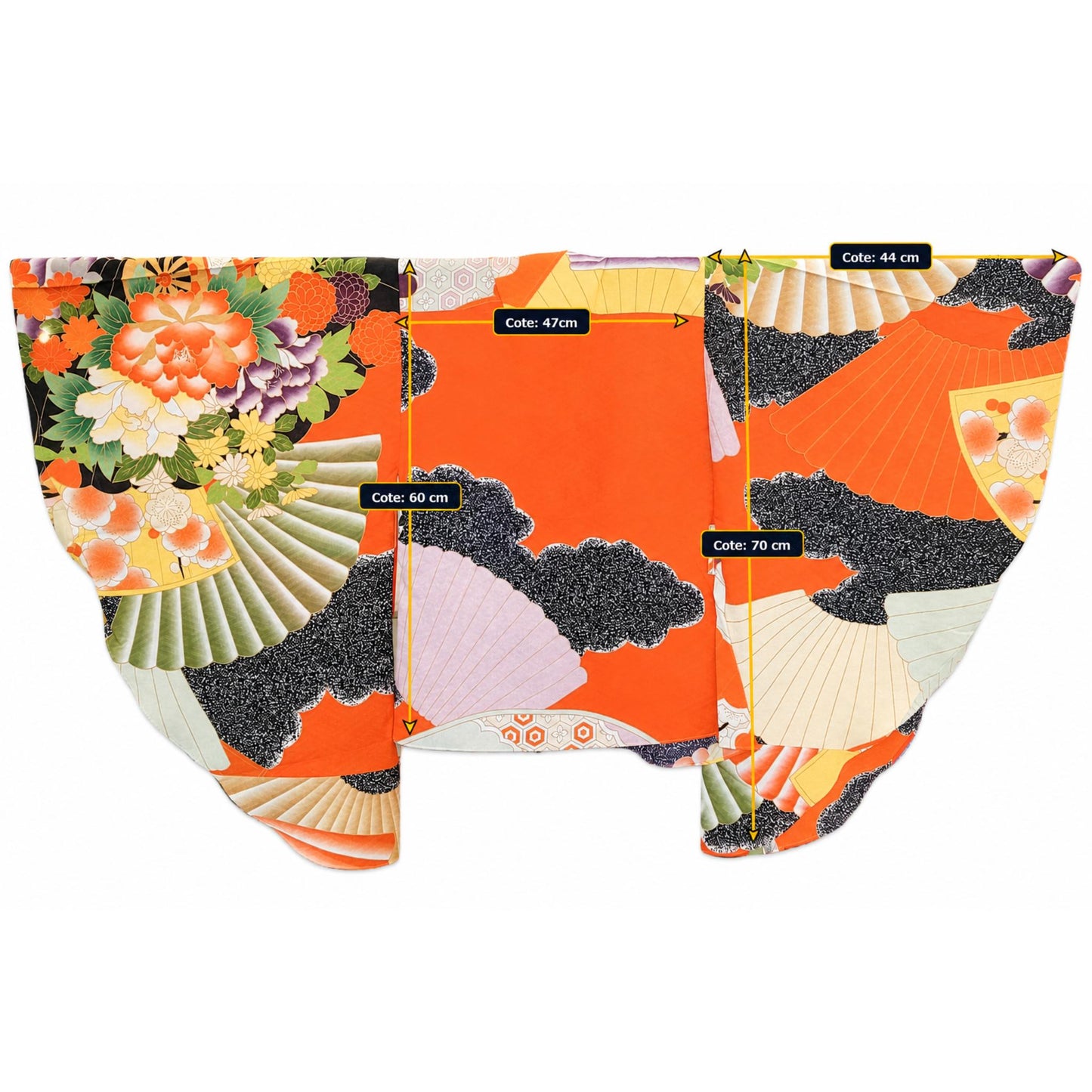 Blouse Cache-Cœur Style Kimono – Motifs Traditionnels Japonais et Manches Fluides Noir