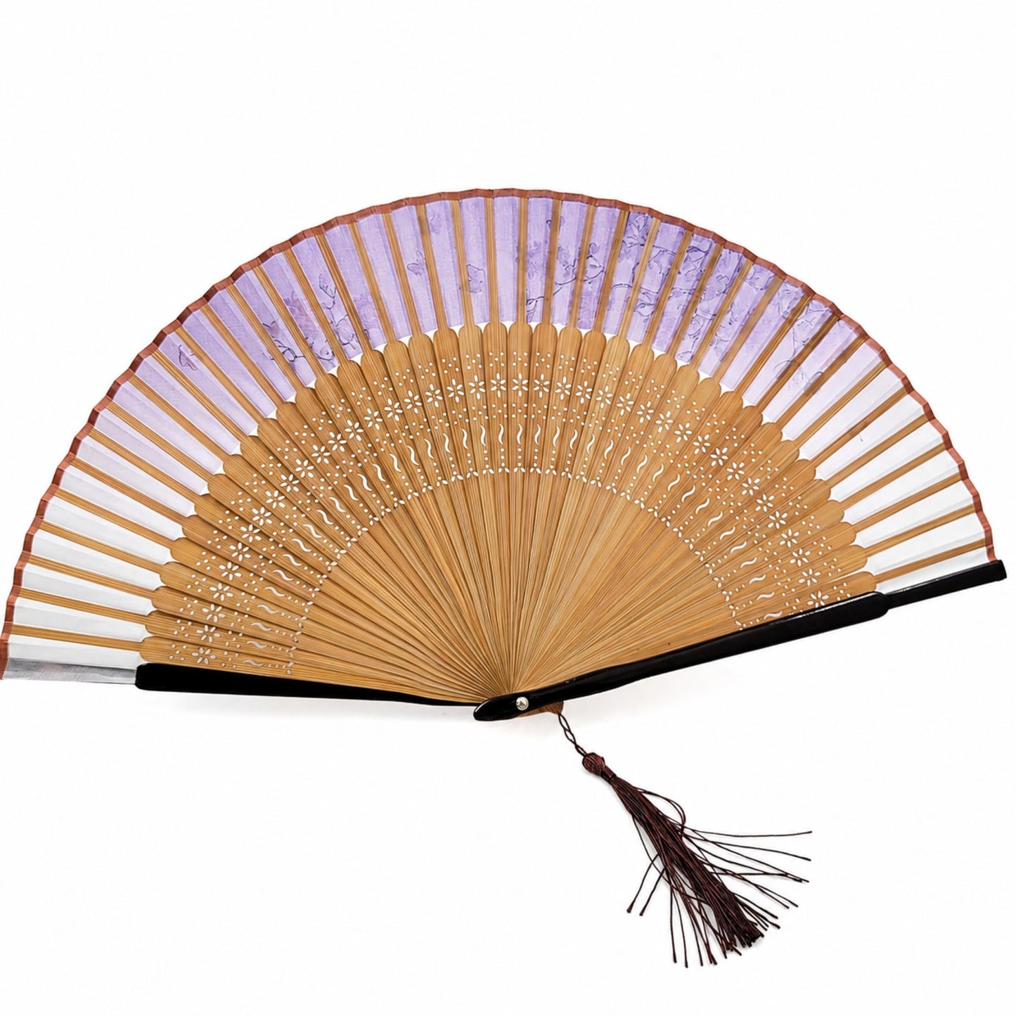 Éventail Luxe – Art Japonais Motif PAPILLON FLEUR