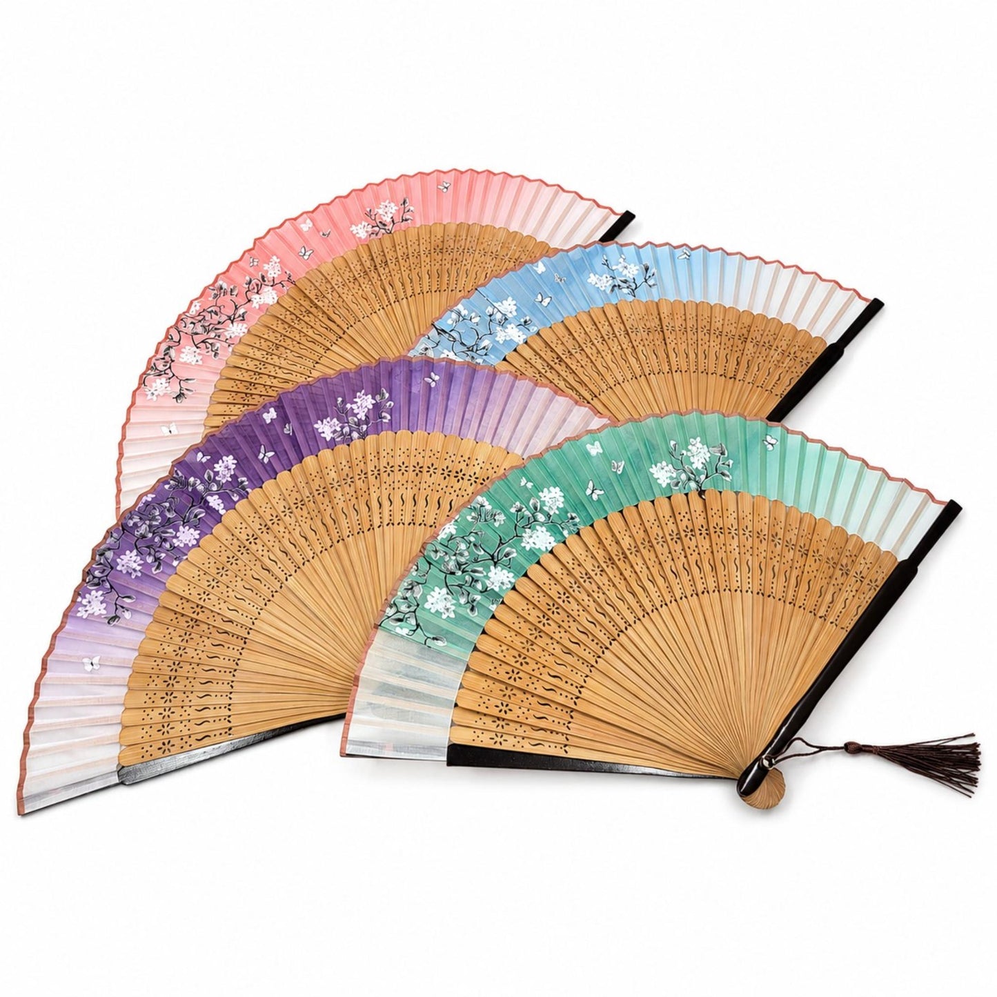Éventail Luxe – Art Japonais Motif PAPILLON FLEUR