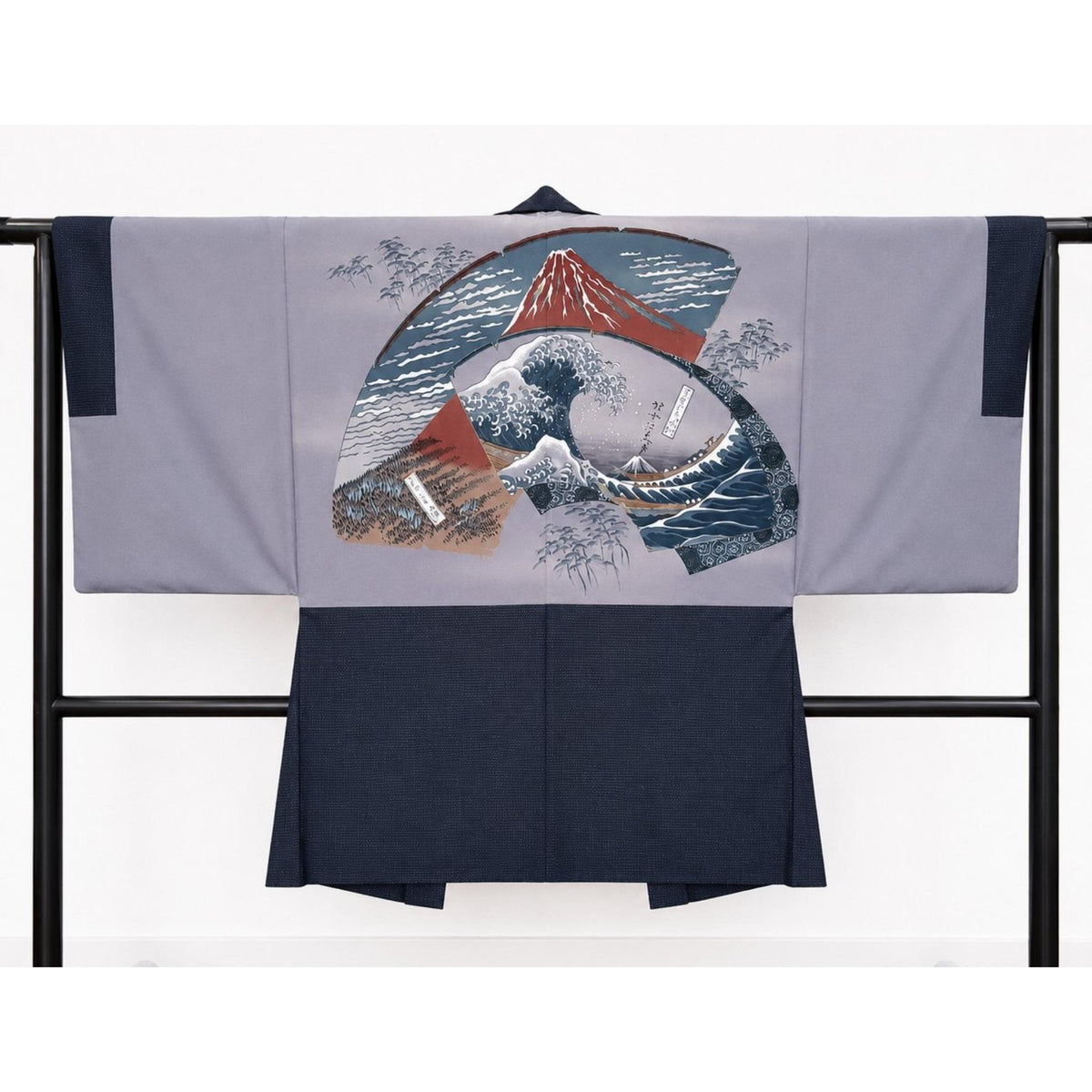Veste Haori Traditionnelle pour Homme – Bleu Indigo Épuré et Tissage Texturé