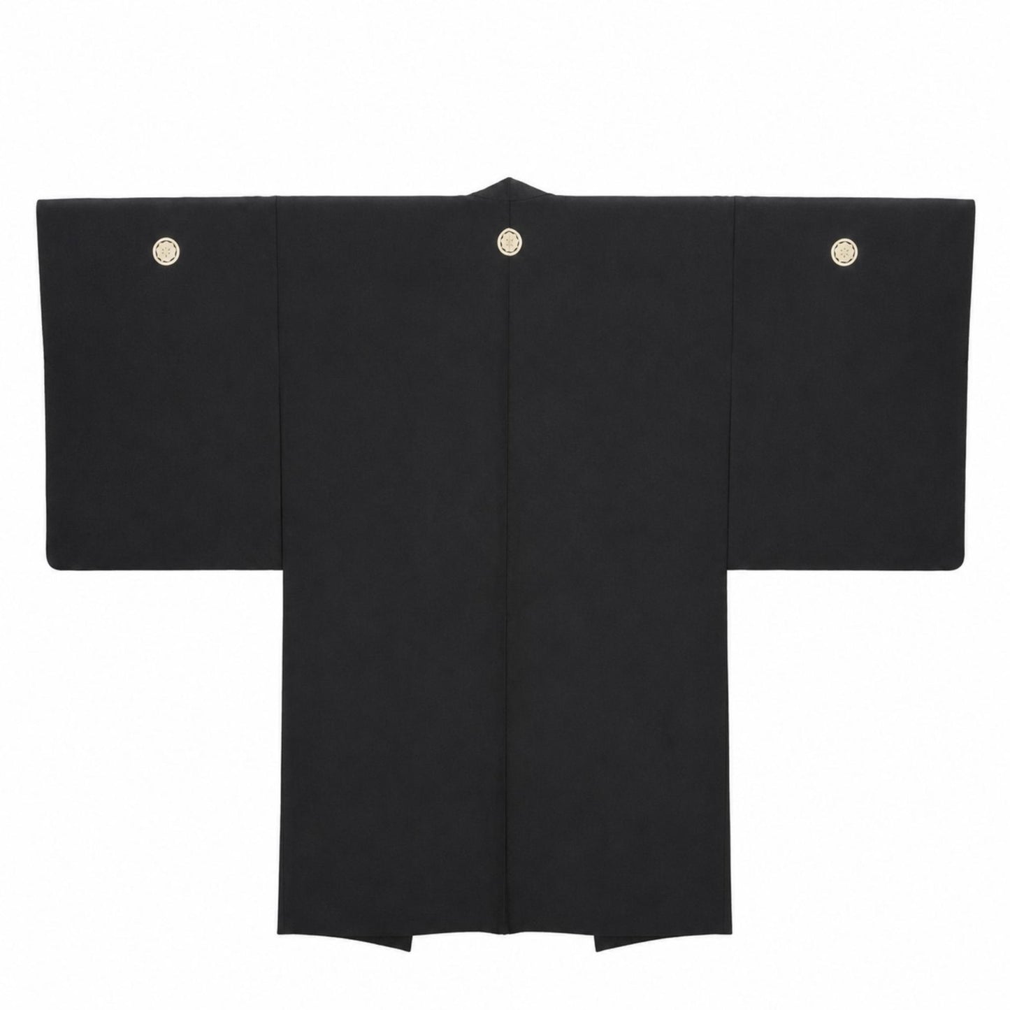 Veste Haori Traditionnelle pour Homme – Noir Satiné et Blasons Kamon Classiques