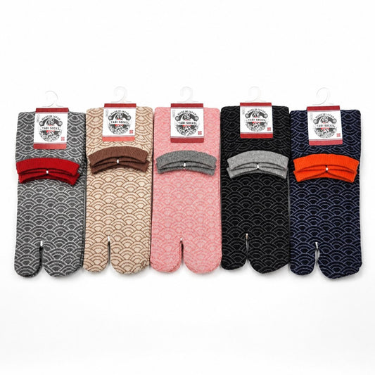 Chaussettes Japonaises Tabi en coton -Motif de Vagues EU 34 au 40