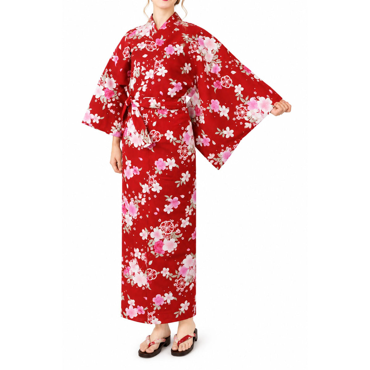 Yukata femme – Kimono japonais 100% coton – Fleurs de cerisier