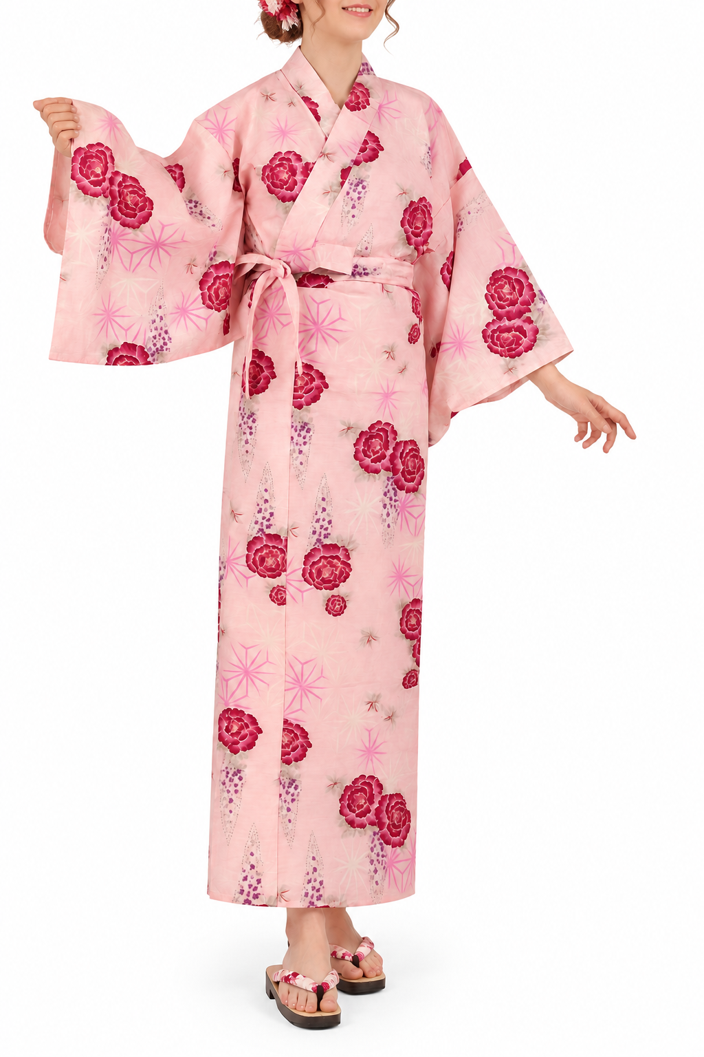 Yukata femme –  Asanoha et Pivoine
