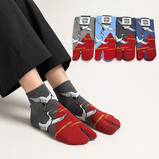 Chaussettes Japonaises Tabi - Motif Grue Taille EU40-45