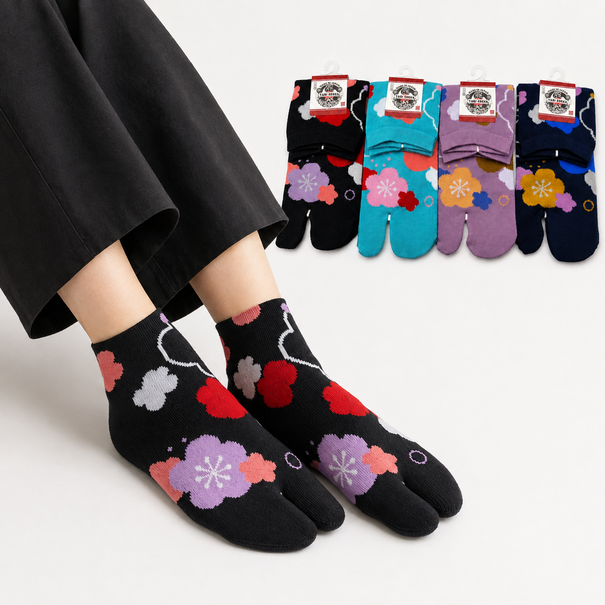 Chaussettes Japonaises Tabi - Motif UME Taille EU34-40