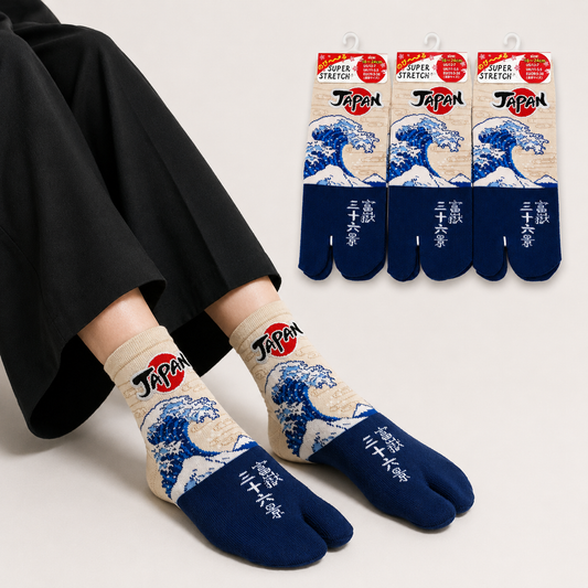 Chaussettes Japonaises Tabi  Motif Vague – Hokusai　Taille 29-38
