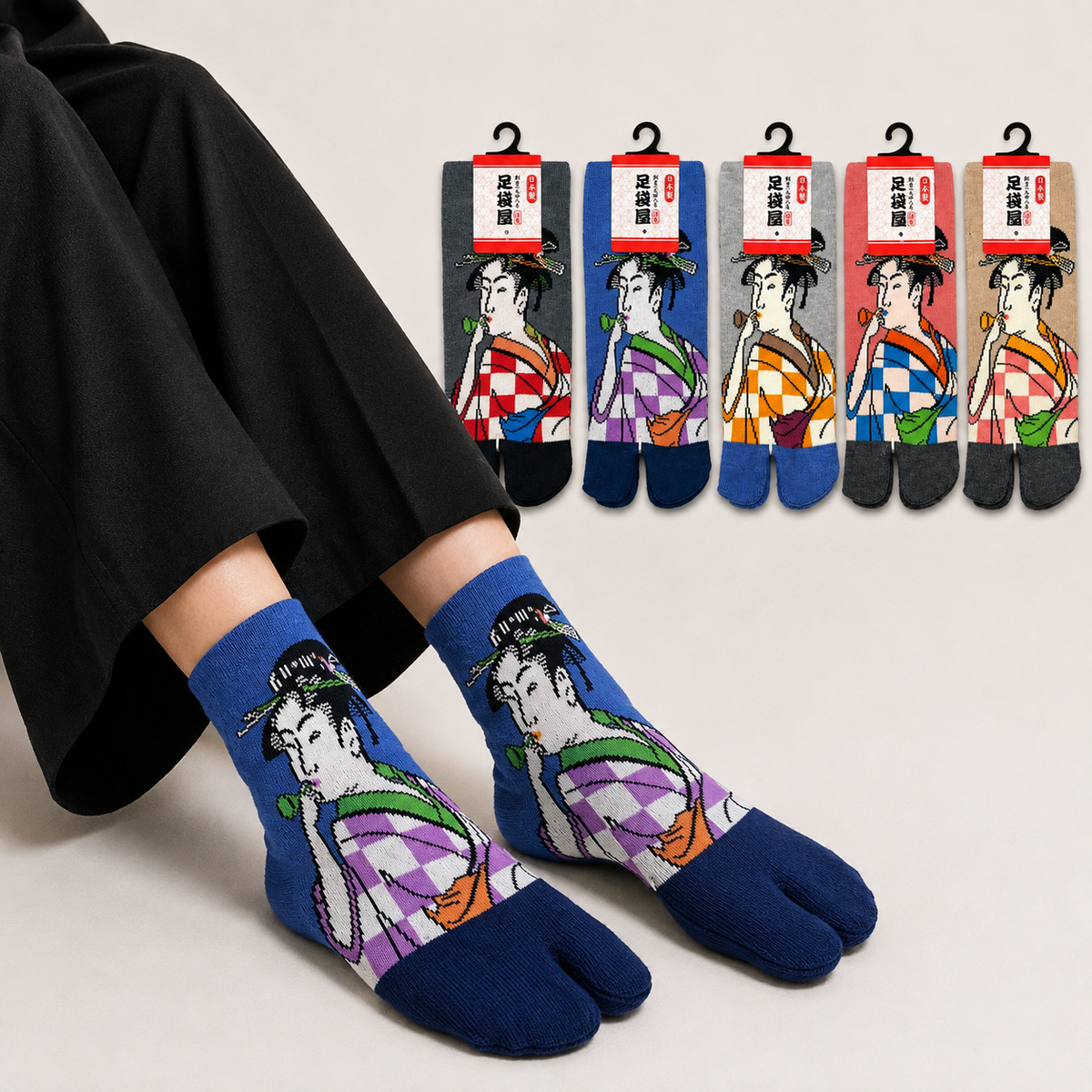 Chaussettes Japonaises Tabi en Coton -  Geisha taille FR 36-39