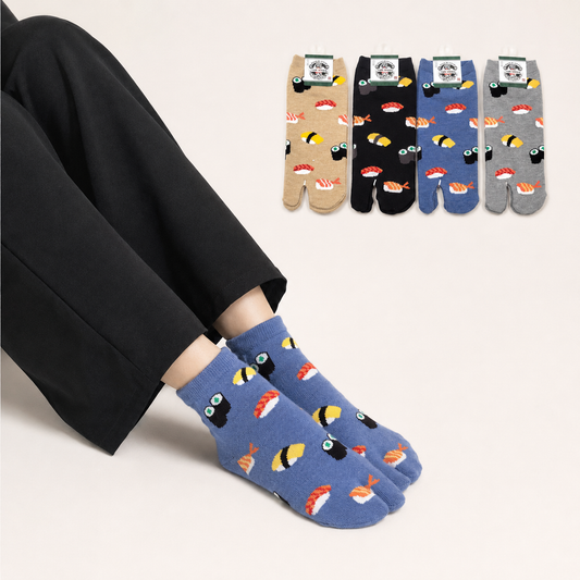 Chaussettes Japonaises Tabi en Coton et Motif SushiTaille 40-45