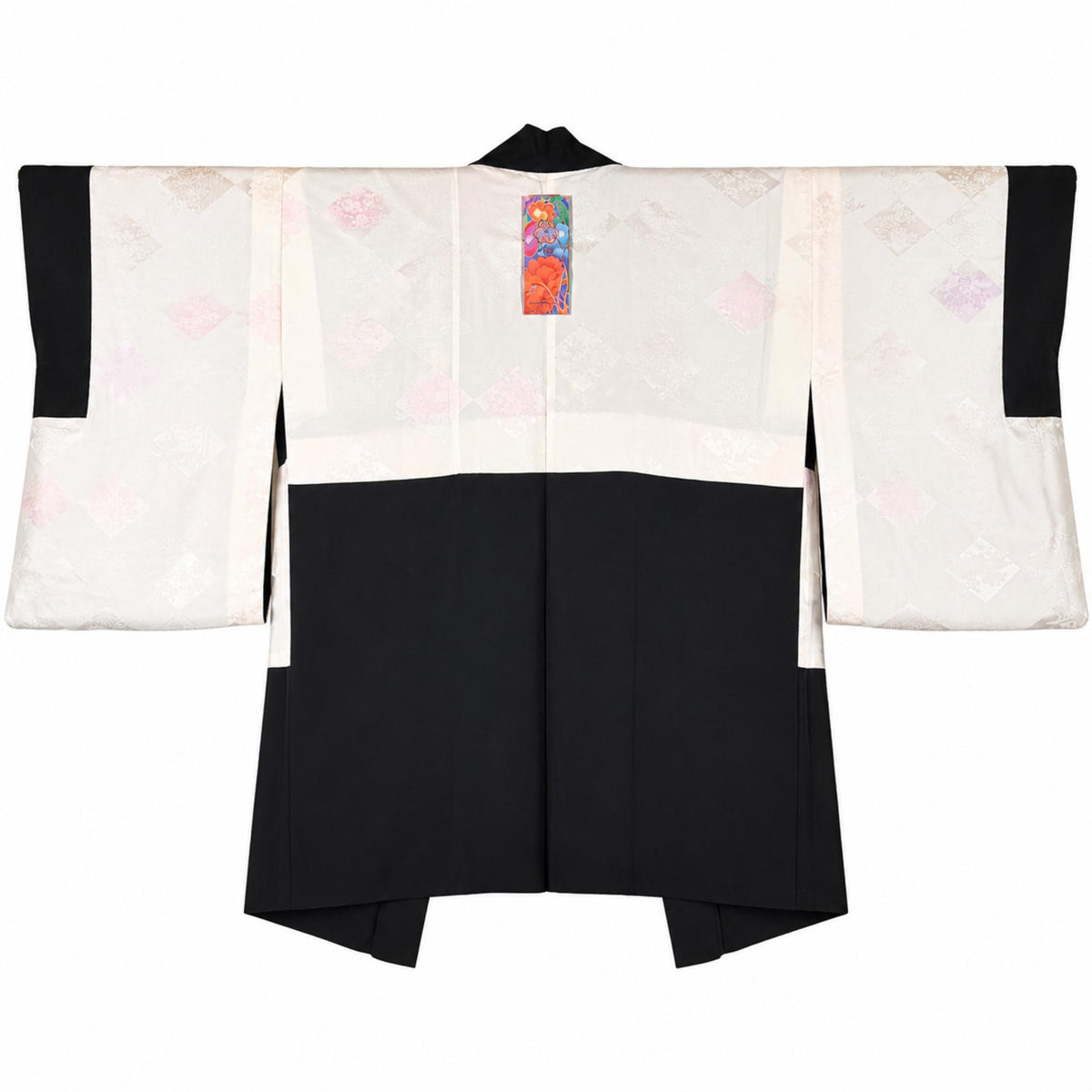 Veste Haori Vintage en Soie – Kimono Japonais Authentique – Fleurs Multicolores