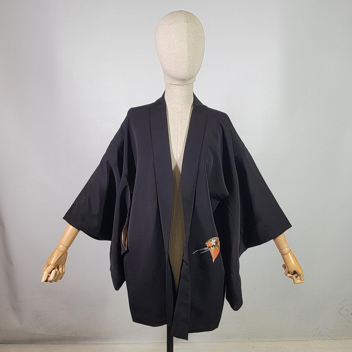 Vintage Japanese Silk Haori Jacket - Authentic Kimono Robe [Striped Rose]