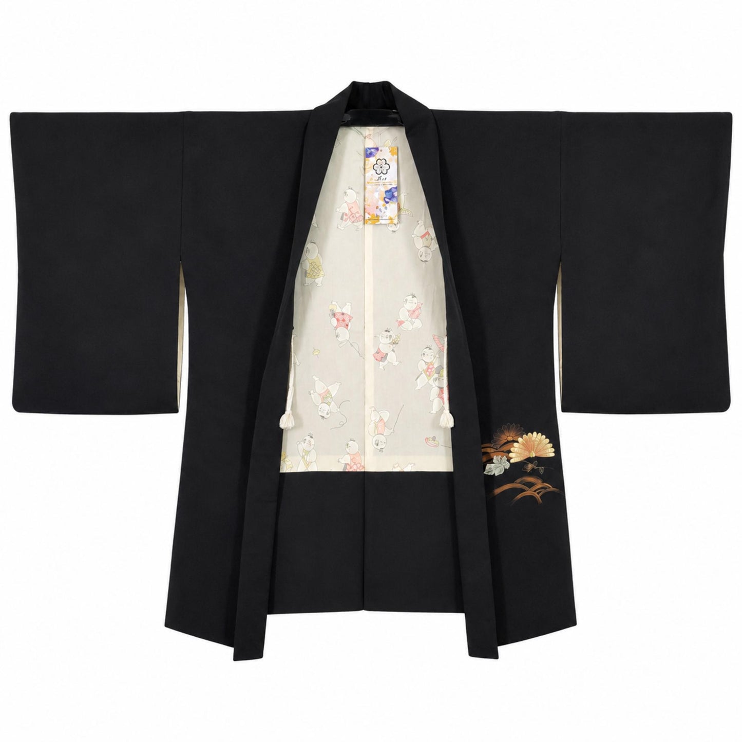 Vintage Japanese Silk Haori Jacket - Authentic Kimono Robe [Striped Rose]
