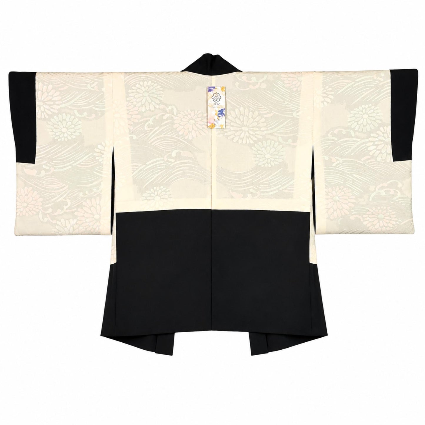 Veste Haori Vintage en Soie – Kimono Japonais Authentique – Fleurs de Prunier et Bambou