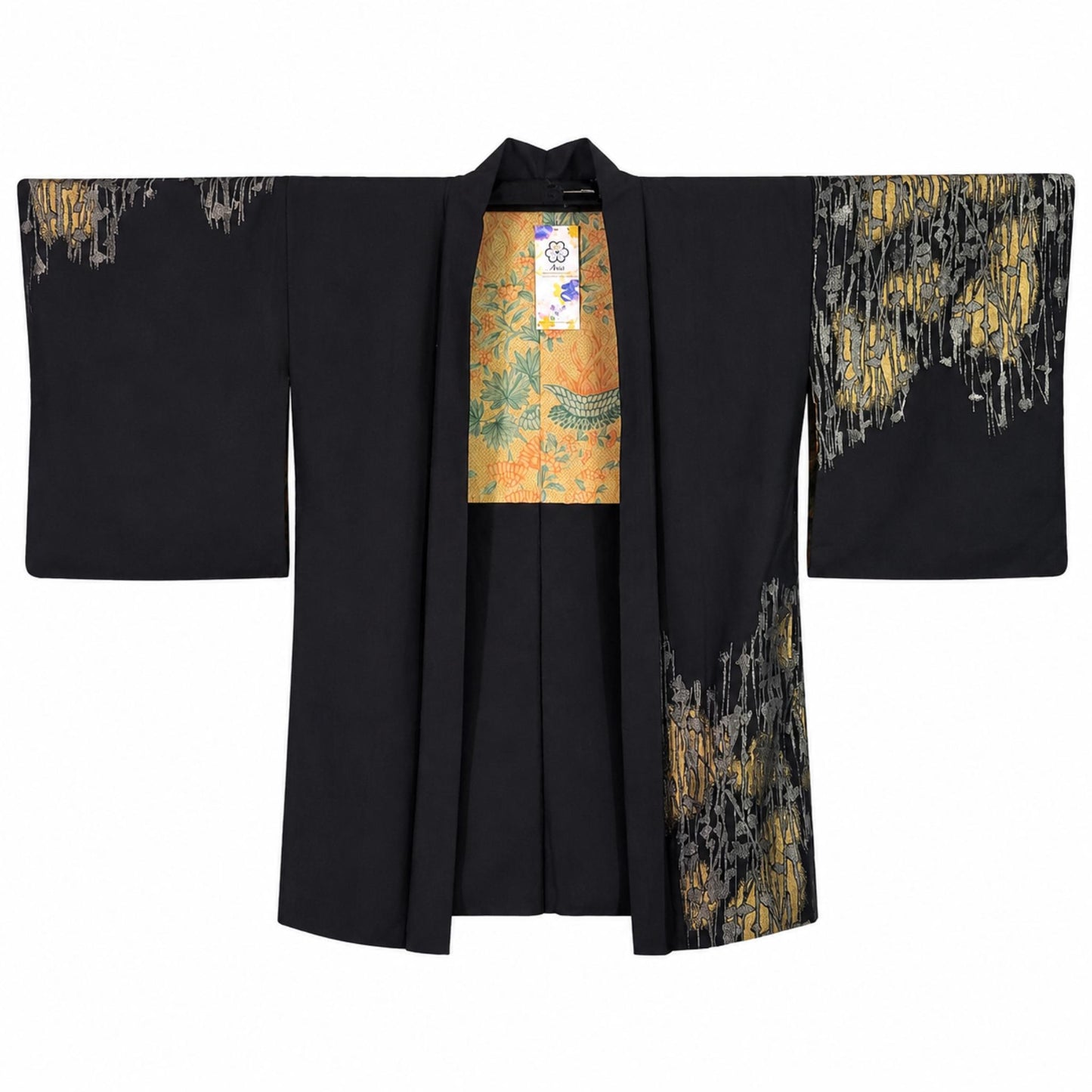 Vintage Japanese Silk Haori Jacket - Authentic Kimono Robe [Striped Rose]