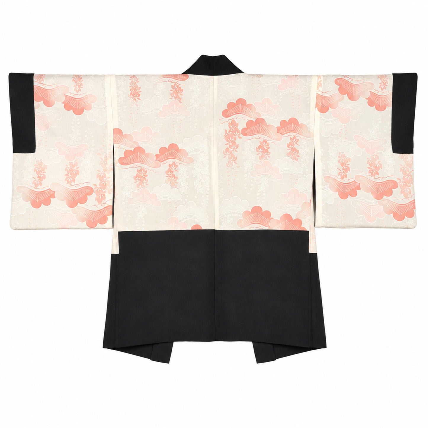 Veste Haori Vintage en Soie – Kimono Japonais Authentique – Pivoines Rouges et Oranges