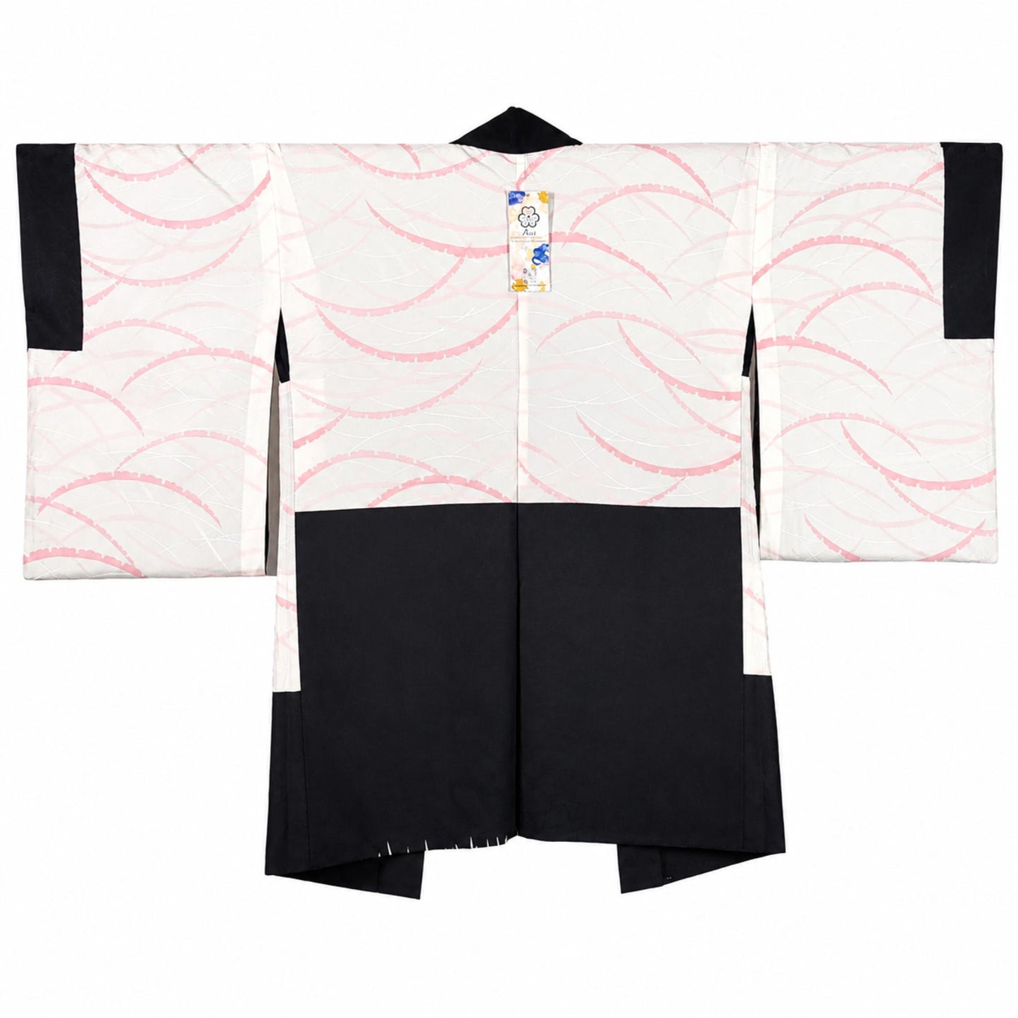 Veste Haori Vintage en Soie – Kimono Japonais Authentique – Orchidées Oranges