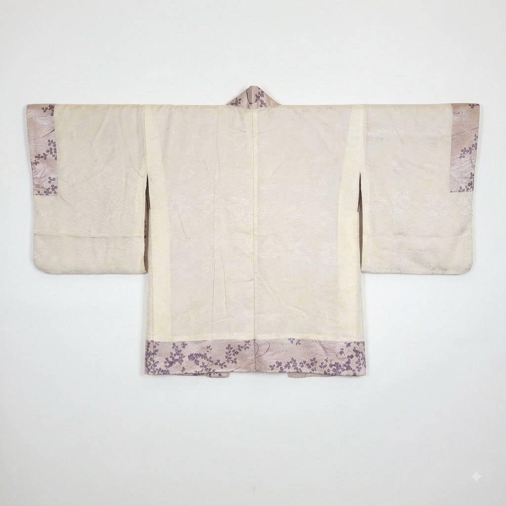 Vintage Japanese Silk Haori Jacket - Authentic Kimono Robe [Striped Rose]