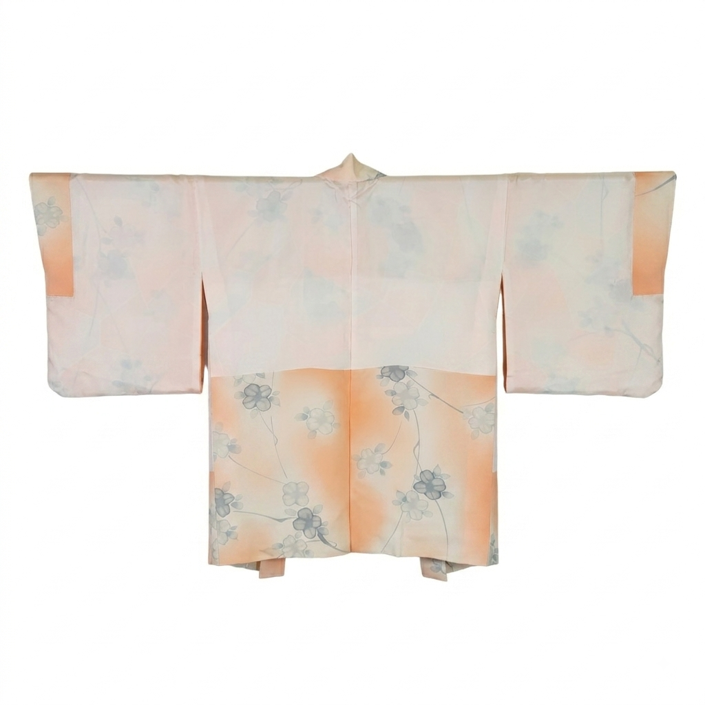 Vintage Japanese Silk Haori Jacket - Authentic Kimono Robe [Striped Rose]
