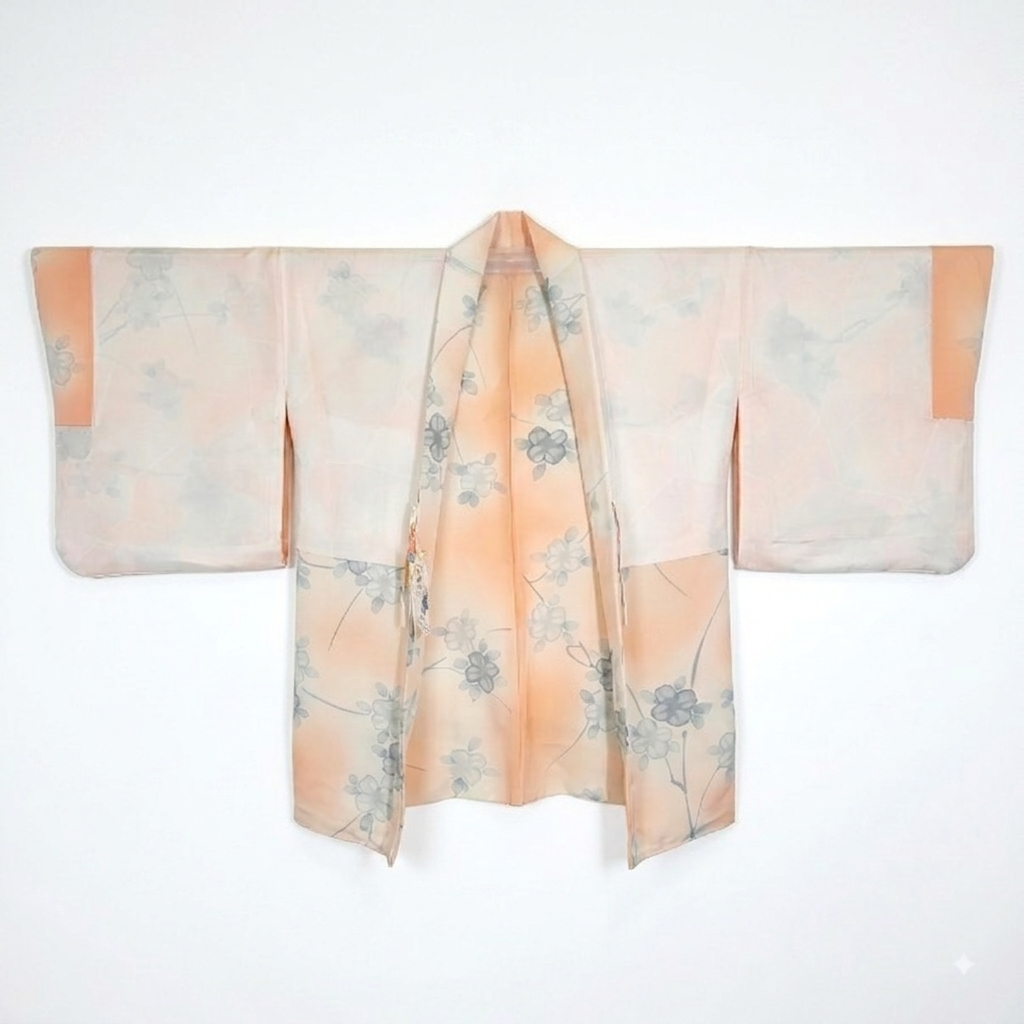 Vintage Japanese Silk Haori Jacket - Authentic Kimono Robe [Striped Rose]
