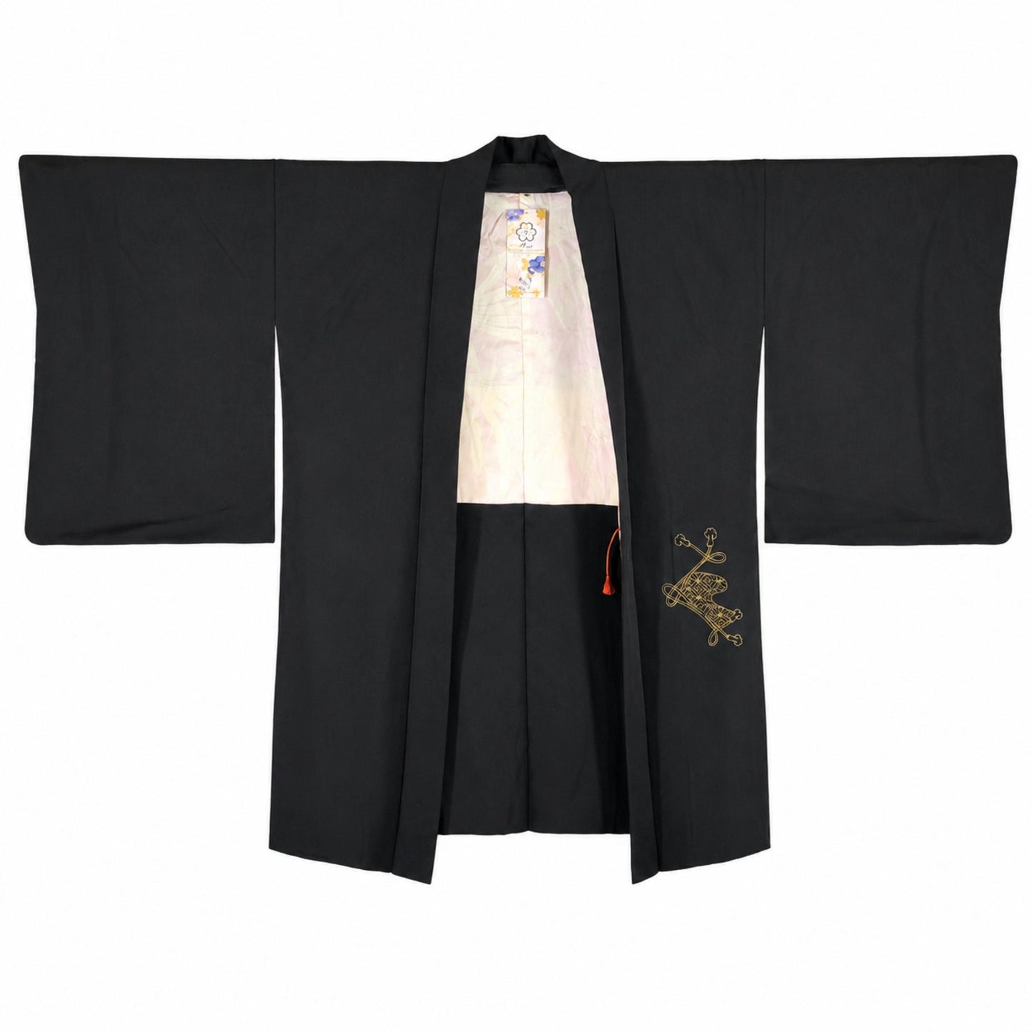 Veste Haori Vintage en Soie – Kimono Japonais Authentique – Pivoines et Fleurs de Prunier