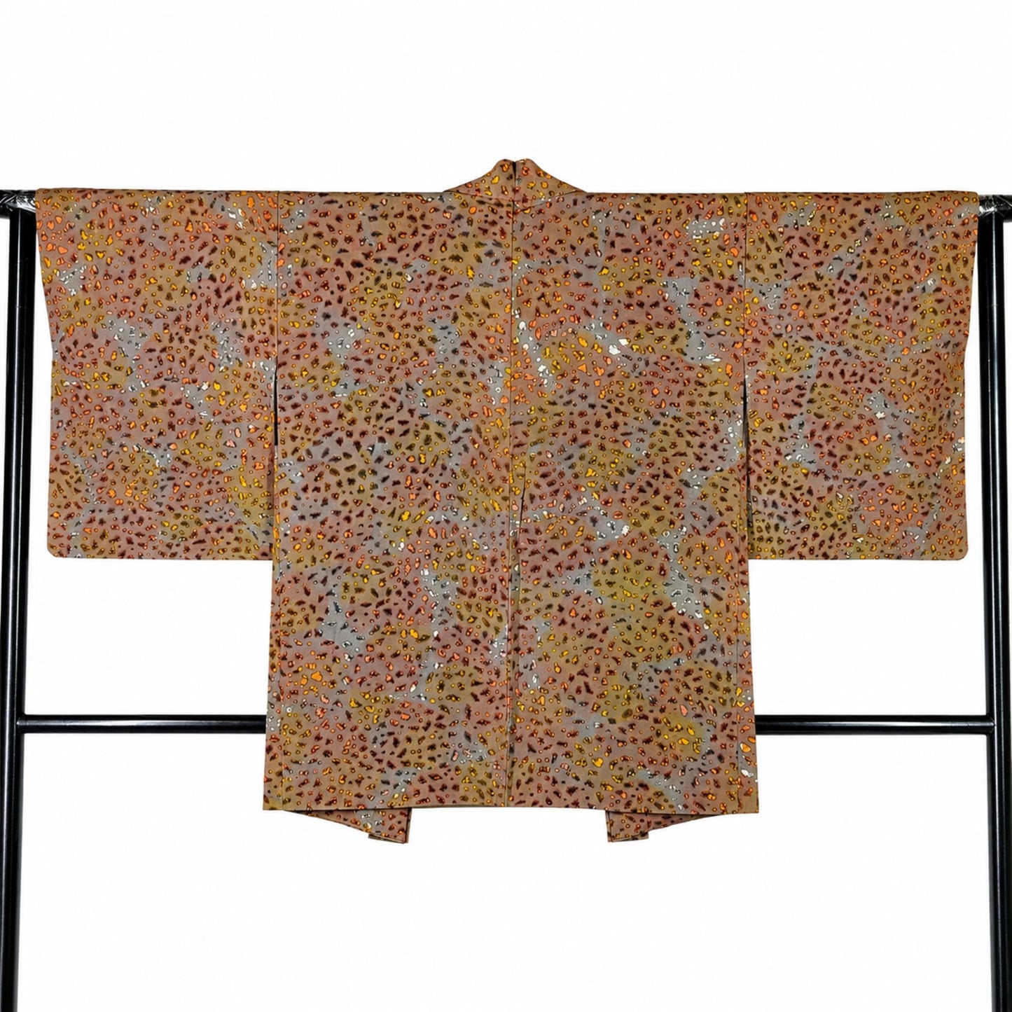 Veste Haori Vintage en Soie – Kimono Japonais Authentique – Moucheté Multicolore