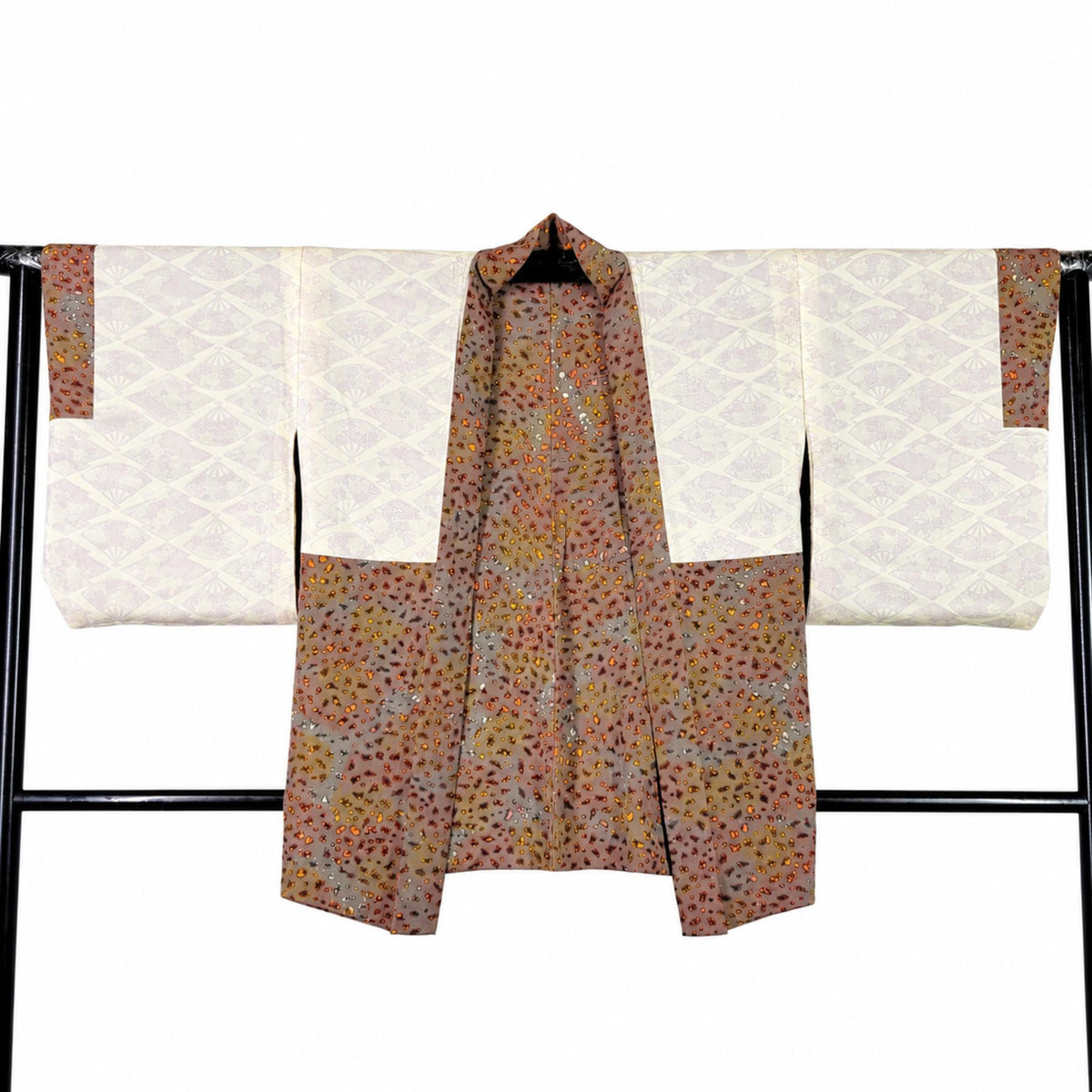Veste Haori Vintage en Soie – Kimono Japonais Authentique – Moucheté Multicolore