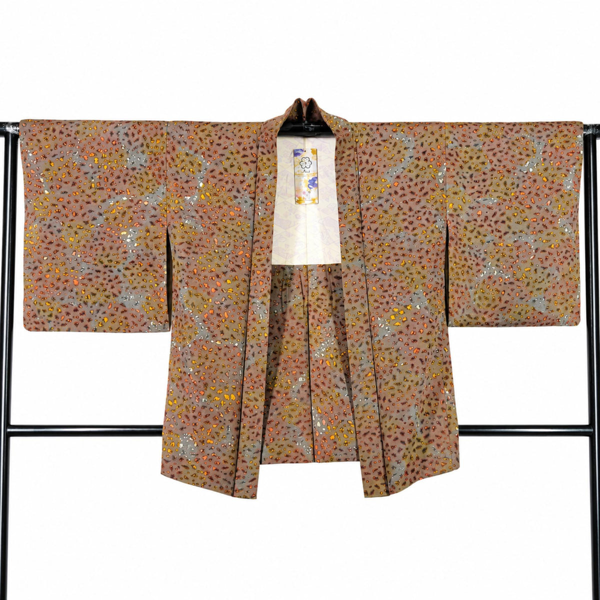 Veste Haori Vintage en Soie – Kimono Japonais Authentique – Moucheté Multicolore