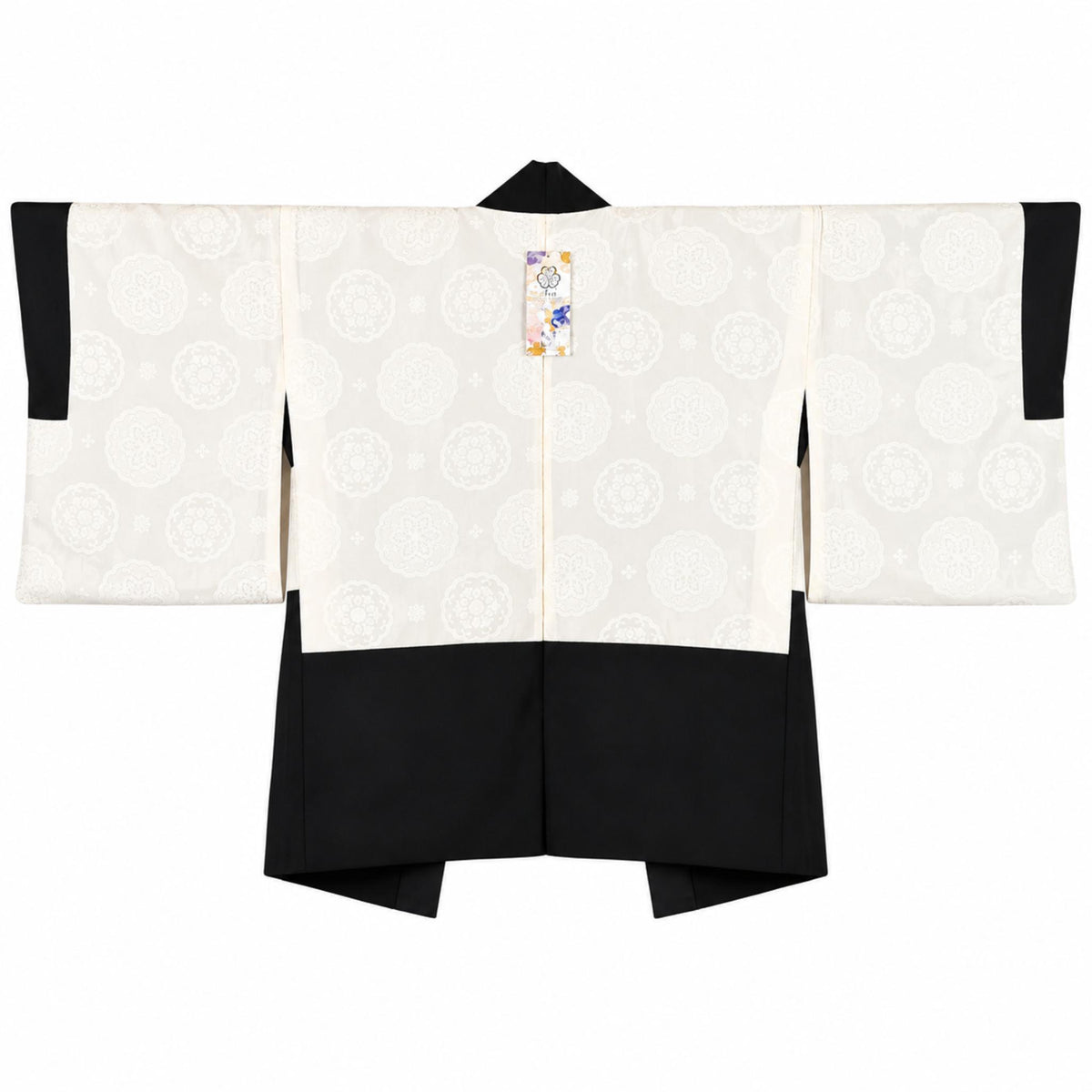 Veste Haori Vintage en Soie – Kimono Japonais Authentique – Goshoguruma et Fleurs de Prunier