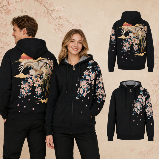 Hoodie broderie - Phoenix Sakura - Noir