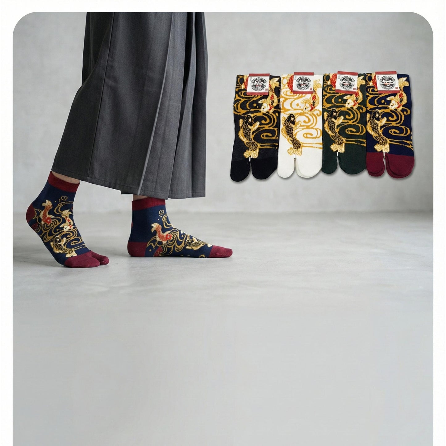 Chaussettes Japonaises Tabi en coton - Koi Taille Large