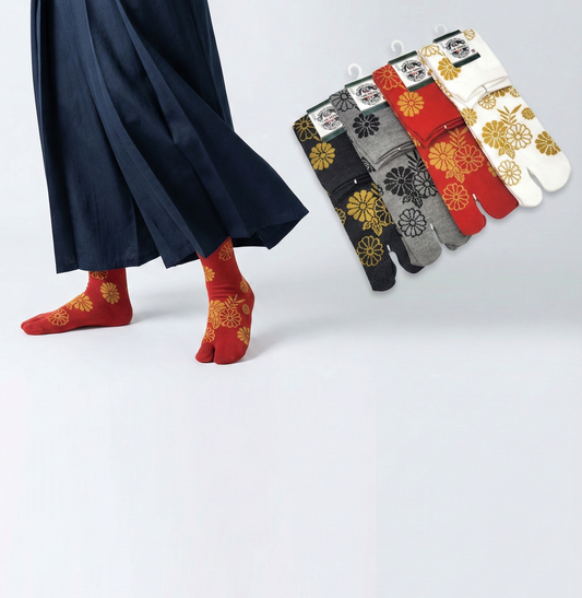 Japanese Cotton Tabi Socks - Shiba and Seigaiha Size Large