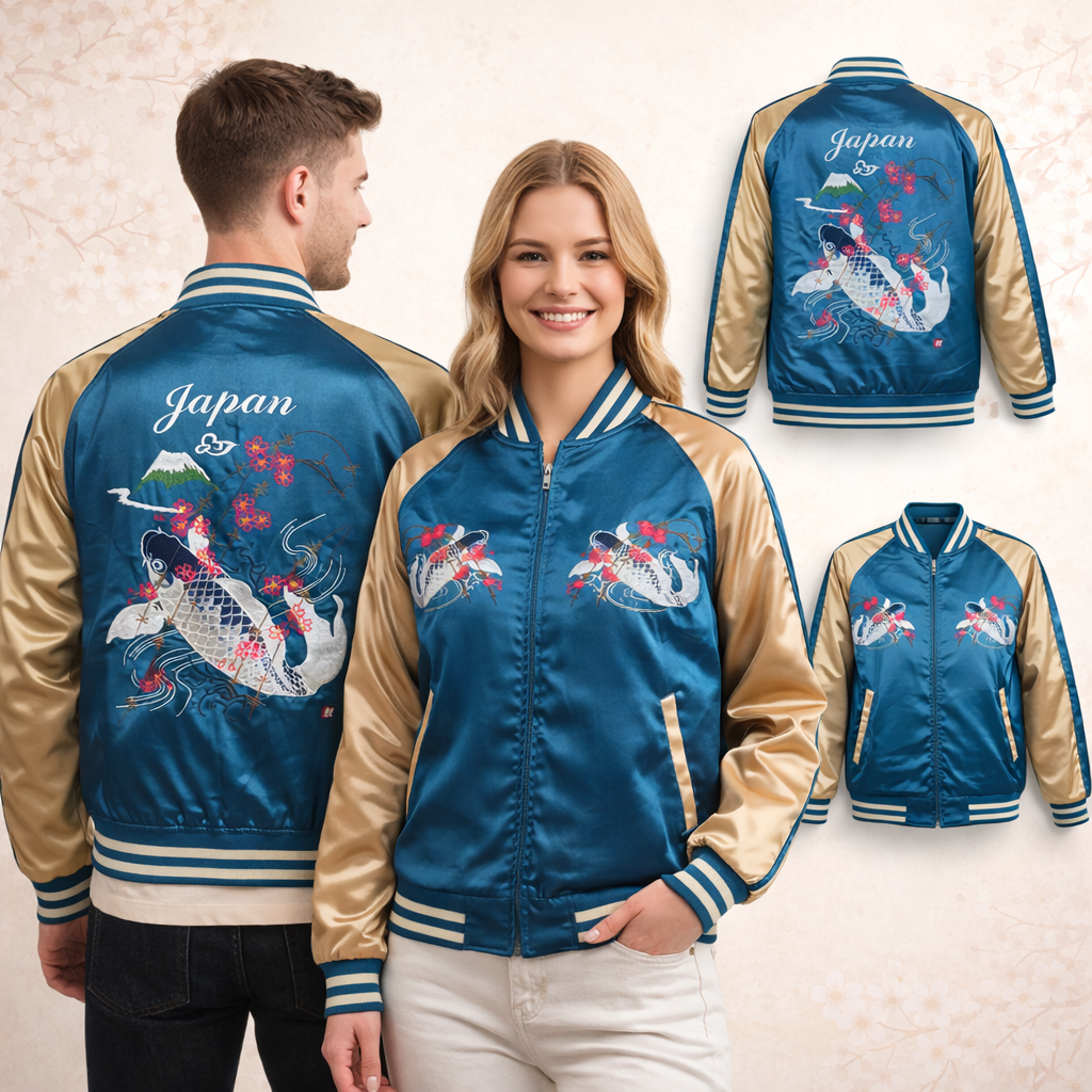 Sukajan Koi et Mont Fuji - Bleu clair