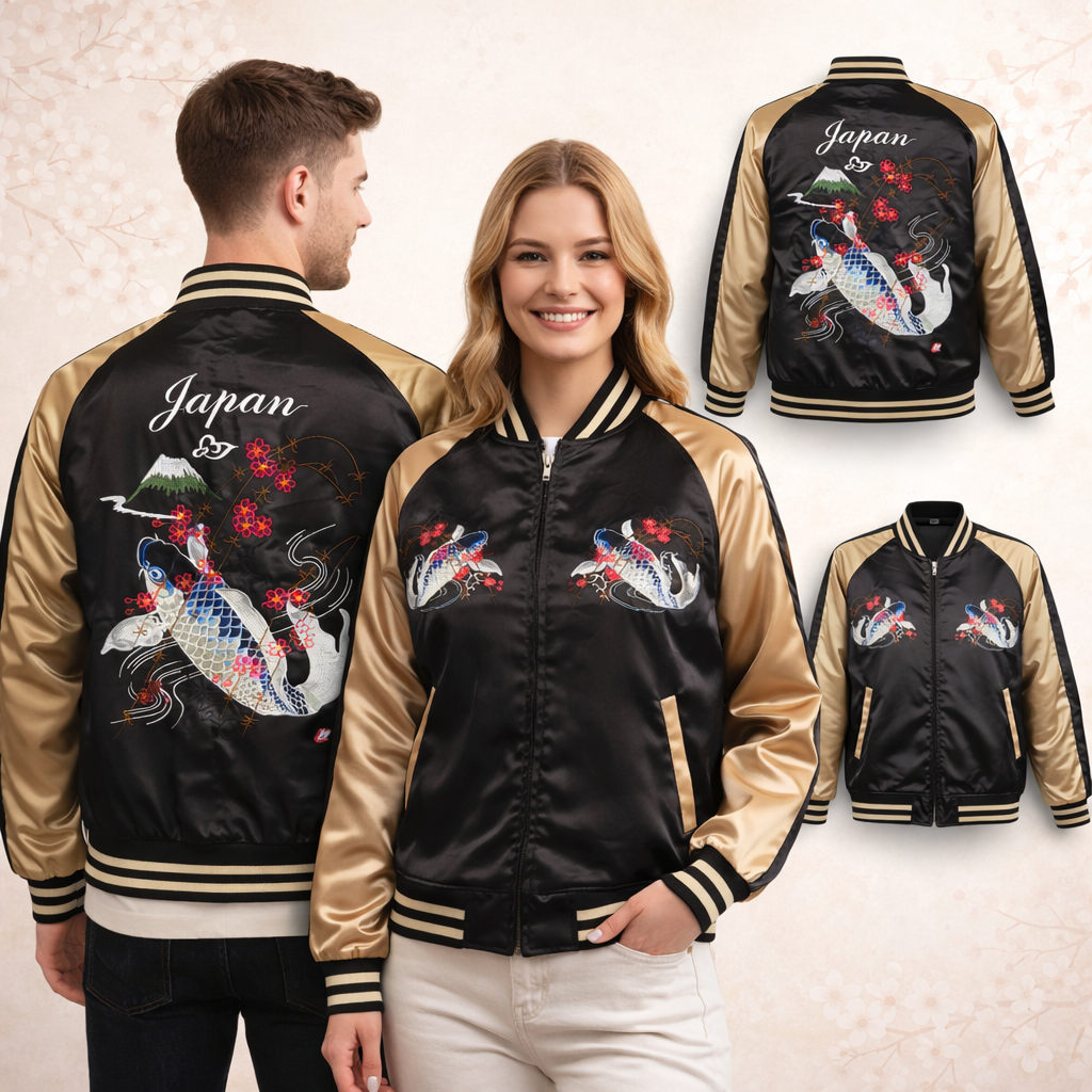 Sukajan Koi and Mount Fuji - Black