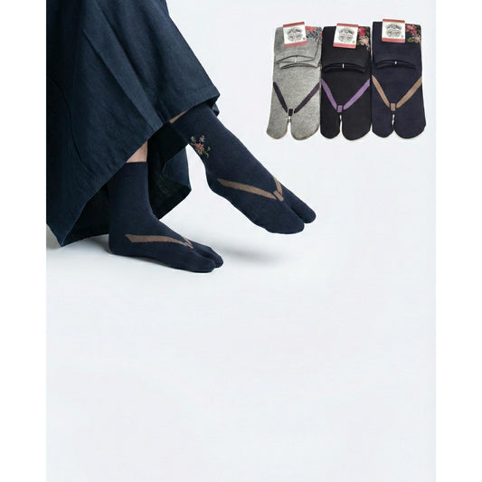 Japanese Tabi Socks - Geta pattern with flower Size EU34-40