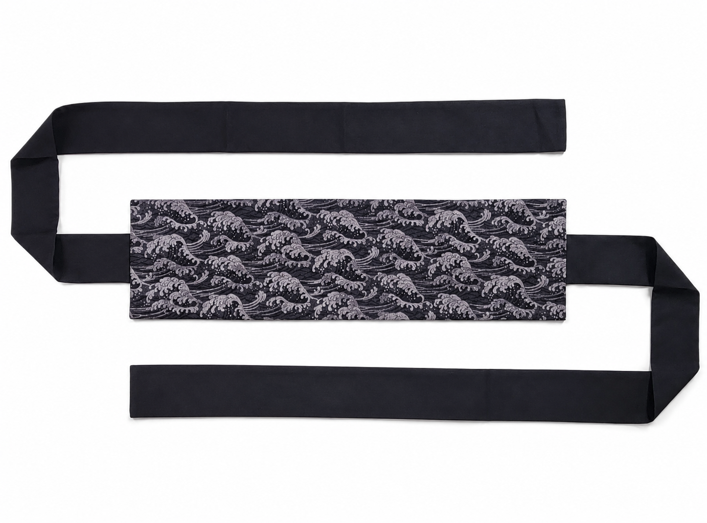 Ceinture réversible Musubi en coton - Vague Noir