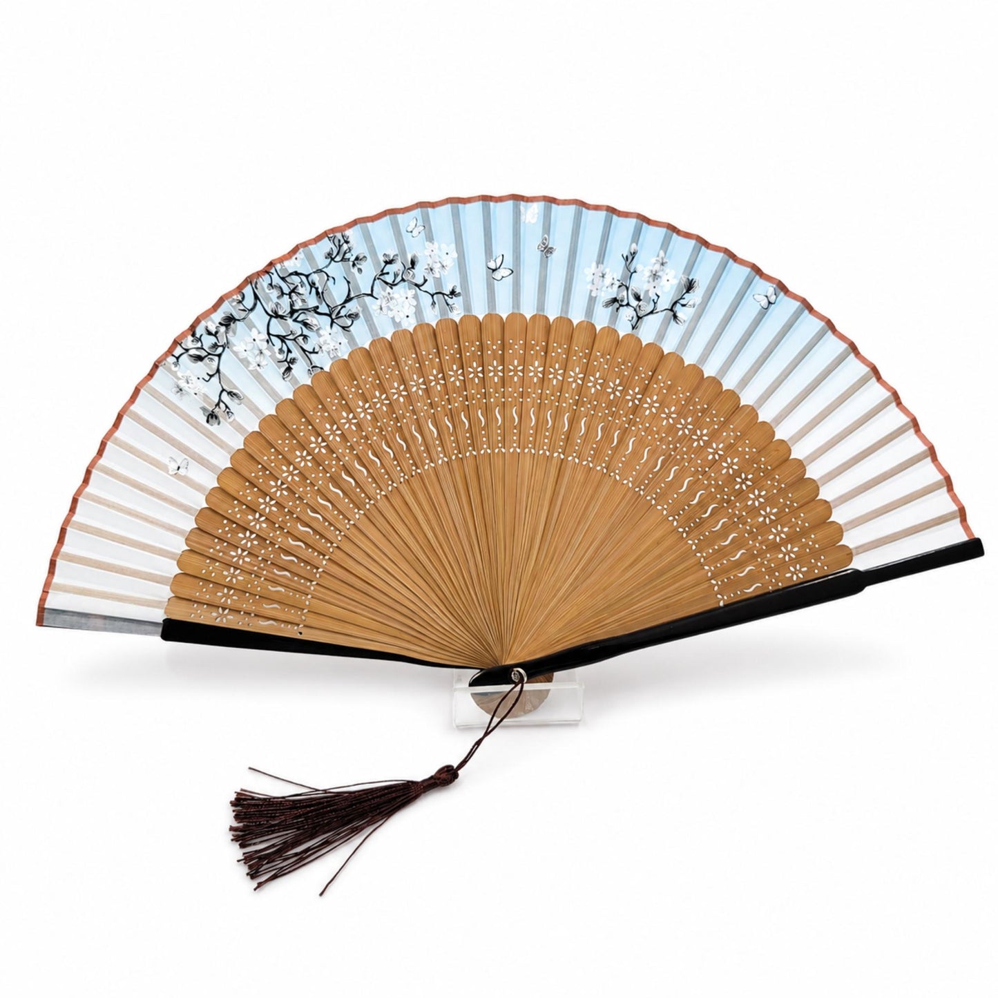 Éventail Luxe – Art Japonais Motif PAPILLON FLEUR