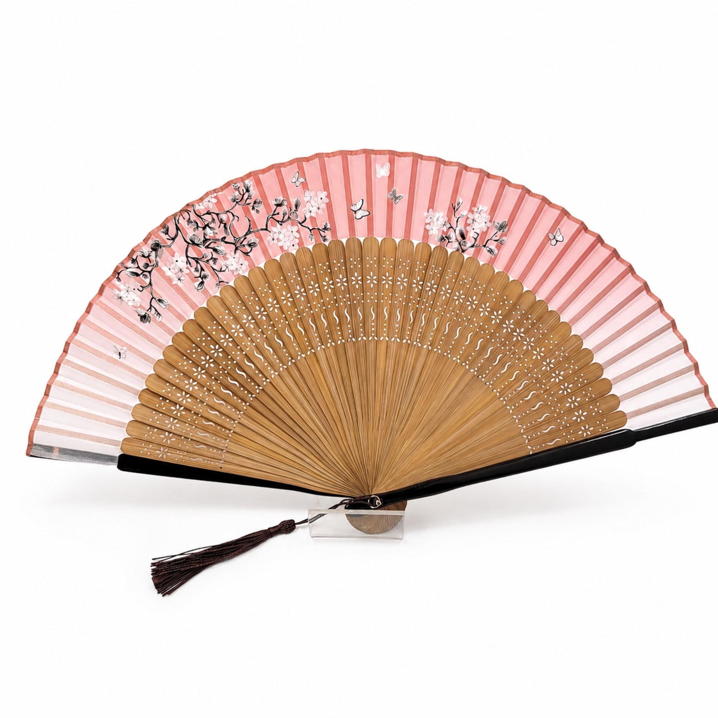 Éventail Luxe – Art Japonais Motif PAPILLON FLEUR