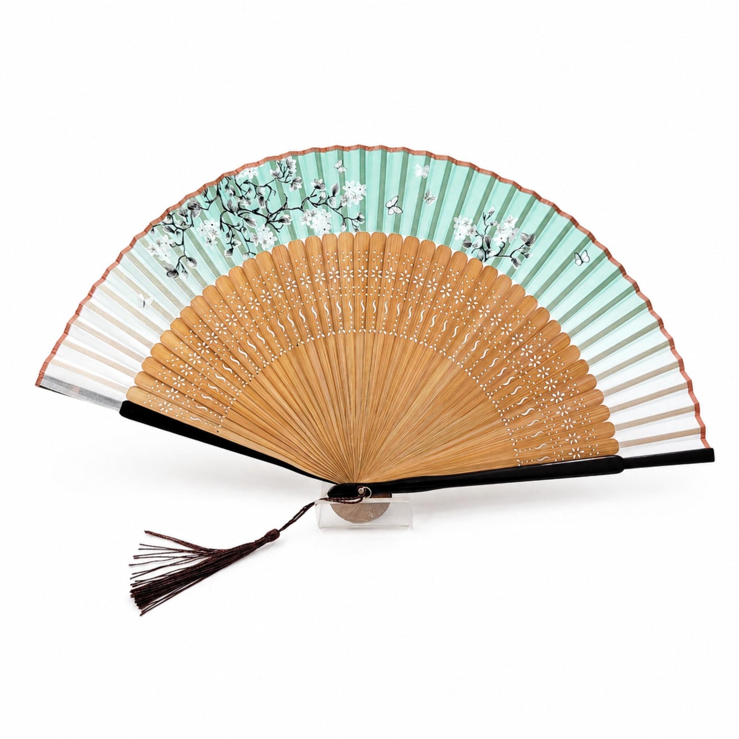 Éventail Luxe – Art Japonais Motif PAPILLON FLEUR