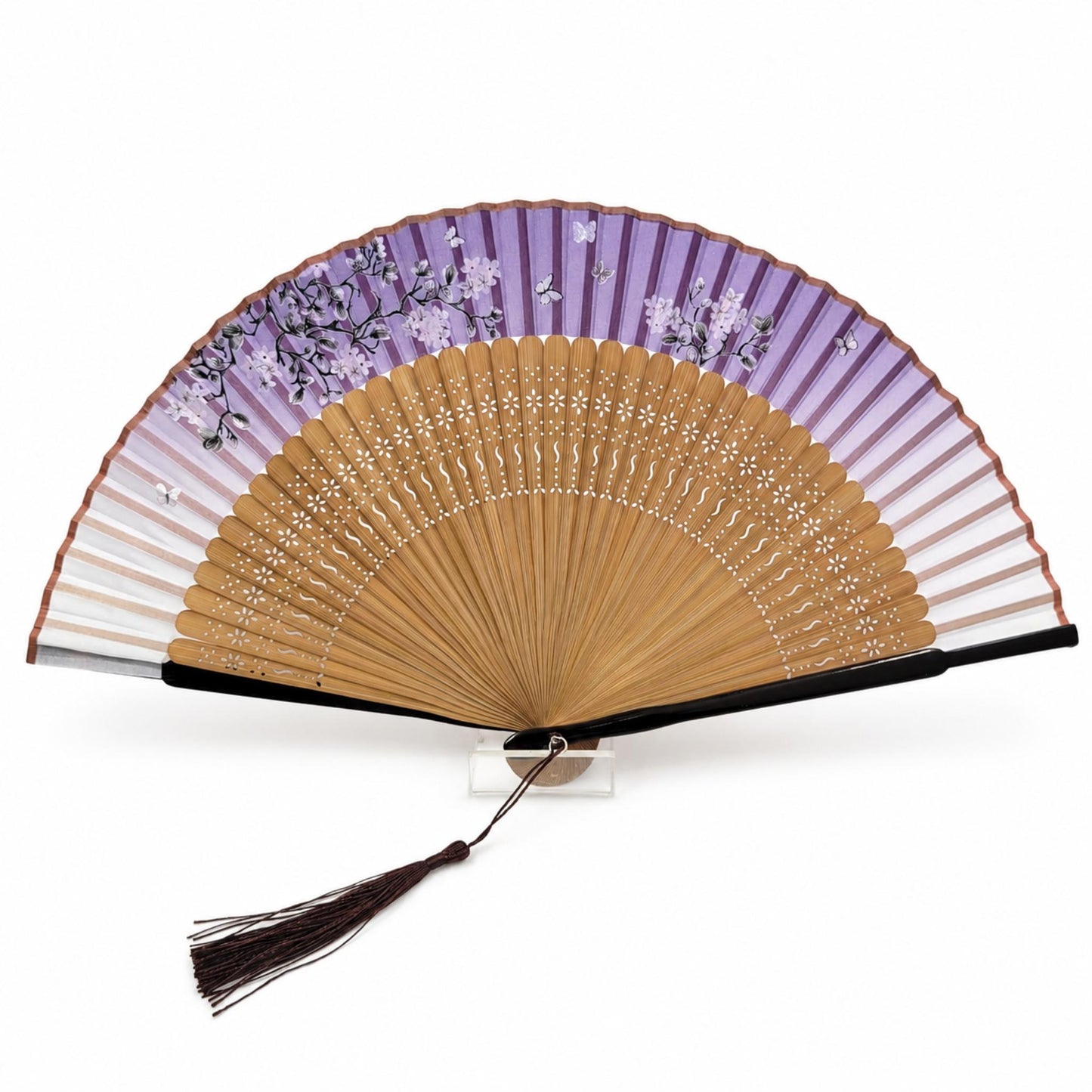 Éventail Luxe – Art Japonais Motif PAPILLON FLEUR