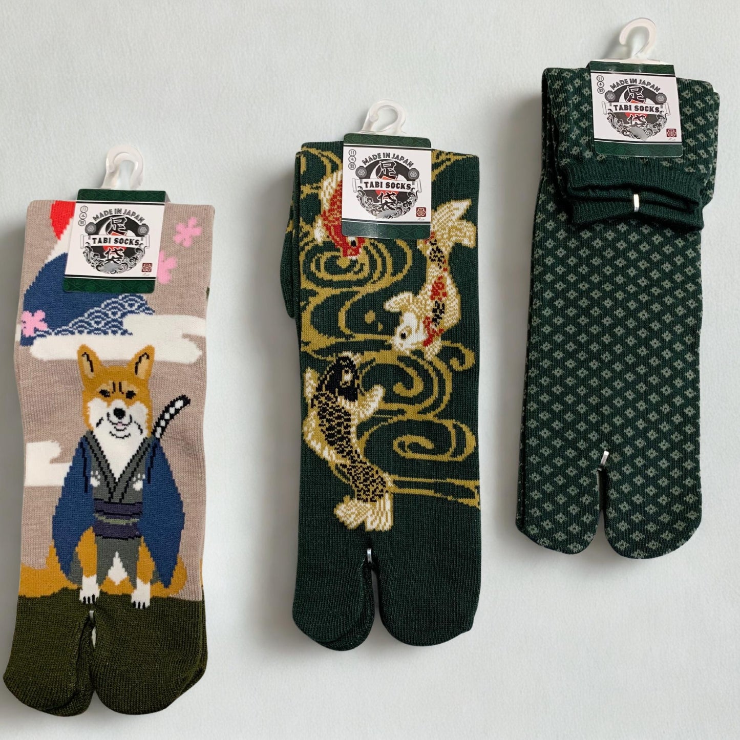 Set de Chaussettes 3 pairs Tabi Japonaises – Vert & Noir