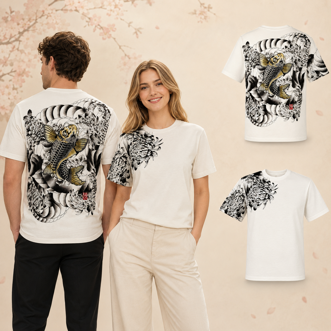 T-shirt à manches courtes - Koi -Blanc