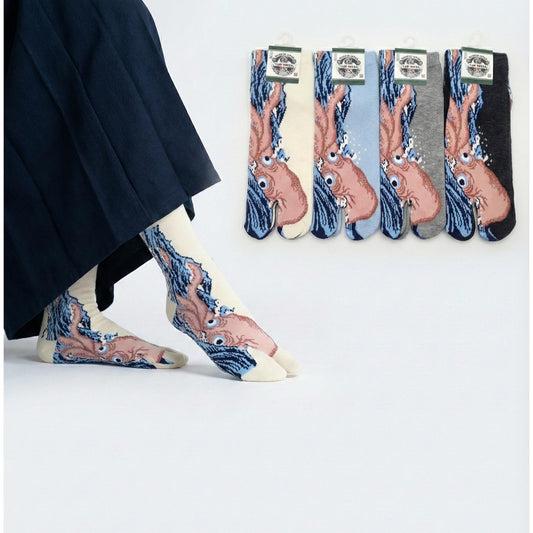 Chaussettes Japonaises Tabi en coton - Calamar Taille Large